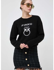 Vlnený sveter Pinko dámsky, čierna farba, tenký, 100414.Y7Z4