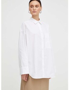 Bavlnená košeľa By Malene Birger dámska, biela farba, voľný strih, s klasickým golierom