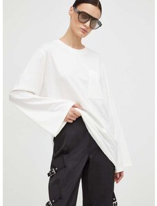 Bavlnené tričko s dlhým rukávom By Malene Birger béžová farba