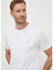Bavlnené tričko Gant biela farba, jednofarebný