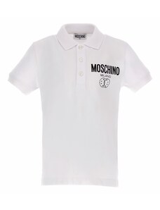 Chlapčenské polo tričko s logom biele MOSCHINO