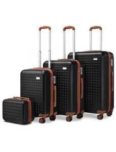 KONO Cestovný set kufrov - flexibilný 4 set s TSA zámkom, čiernohnedý
