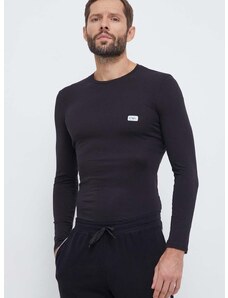 Tričko s dlhým rukávom Emporio Armani Underwear čierna farba, s nášivkou