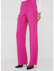 Nohavice Emporio Armani dámske, ružová farba, široké, stredne vysoký pás