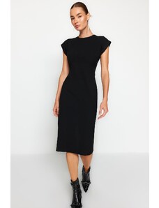 Trendyol Collection Čierne tkané šaty s rovným strihom a zipsom