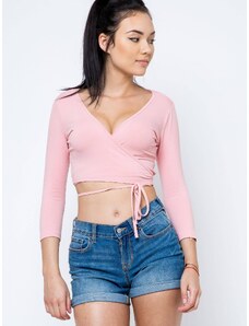 Yups Short blouse with envelope front pink
