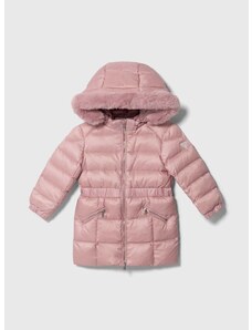 Detská páperová bunda Guess ružová farba