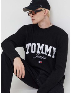 Sveter Tommy Jeans pánsky, čierna farba