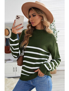 Šmrncovný pásikavý sveter s gombičkami na ramenách LC272111-9