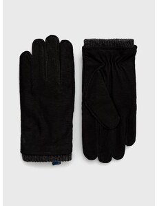 Semišové rukavice Polo Ralph Lauren pánske, čierna farba