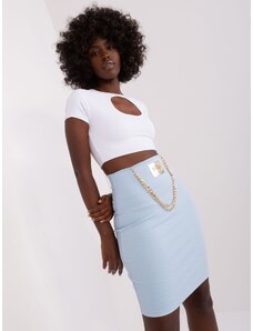 Fashionhunters Light blue knitted skirt with patch