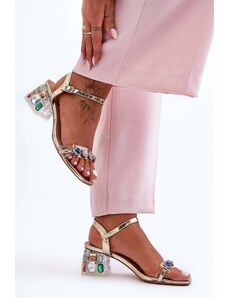 Kesi Women's heeled sandals with gold SBarski crystals