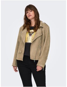 Light brown ladies jacket in suede finish ONLY CARMAKOMA Scootie - Ladies