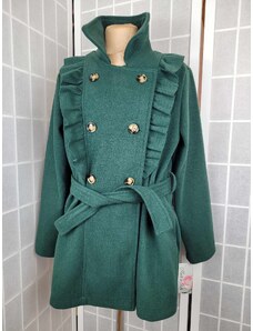 Dievčenský jesenný kabát tmavo zelený