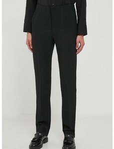 Nohavice Emporio Armani dámske, čierna farba, rovné, stredne vysoký pás