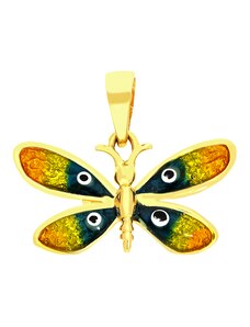 iBrill Zlatý prívesok "motýlik s farebnou glazúrou"