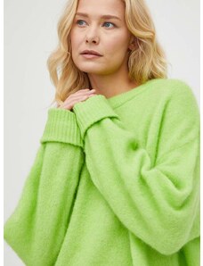 Vlnený sveter American Vintage dámsky, zelená farba