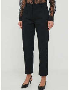 Nohavice Tommy Hilfiger dámske, čierna farba, rovné, vysoký pás