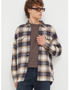 Bavlnená košeľa Levi's pánska, béžová farba, voľný strih, s klasickým golierom