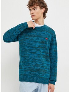 Vlnený sveter Levi's pánsky, tyrkysová farba