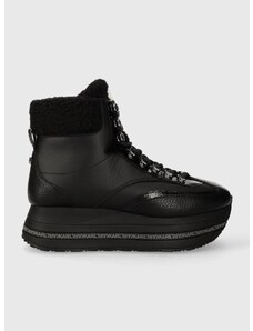 Kožená obuv Karl Lagerfeld VELOCITA MAX KC dámske, čierna farba, na platforme, jemne zateplené, KL64963