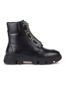 Kožené členkové topánky Geox D VILDE B dámske, čierna farba, na plochom podpätku, D36UAB 00085 C9999