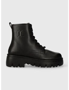 Kožené členkové topánky Karl Lagerfeld KOMBAT KC pánske, čierna farba, KL15350