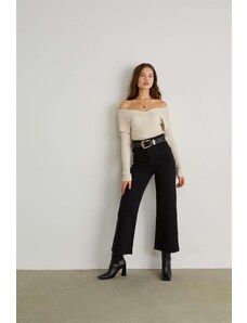 VATKALI Dámske antracitové rozšírené široké džínsy
