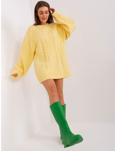 Fashionhunters Light yellow oversize knitted dress