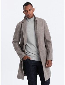 Ombre Clothing Pánsky ľahký jednoradový kabát - svetlohnedý V4 OM-COWC-0104