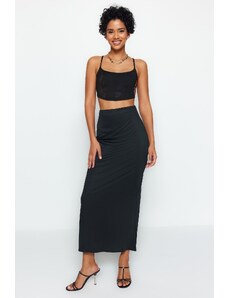 Trendyol Black Maxi High Waist Flexible Knitted Skirt
