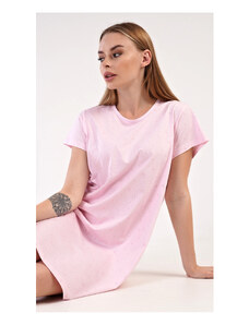 Vienetta Dámska nočná košeľa s krátkym rukávom Srdiečko, farba světle růžová, 100% bavlna
