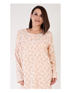 Vienetta Dámska nočná košeľa s dlhým rukávom Kateřina, farba světle meruňková, 100% bavlna