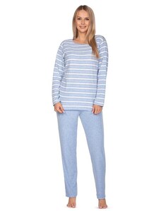 Regina Dámske froté pyžamo Agata modré pruhy