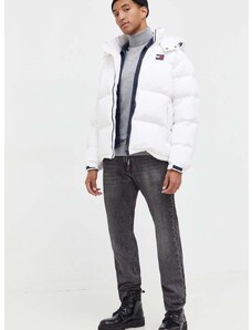 Páperová bunda Tommy Jeans pánska, biela farba, zimná