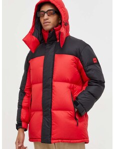 Páperová bunda HUGO pánska, červená farba, zimná
