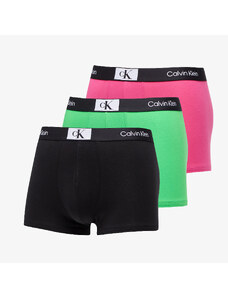 Boxerky Calvin Klein 96 Cotton Trunk 3-Pack Island Green/ Black/ Fuschia Rose