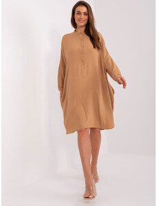 Fashionhunters Camel oversize midi dress