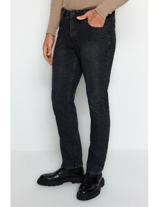 Trendyol Collection Black Straight Fit Jeans Jeans Nohavice