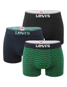 LEVI`S - boxerky 3PACK green color with multicolor Levi`s logo v darčekovom balení - limitovaná edícia