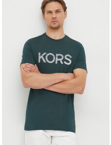 Bavlnené tričko Michael Kors zelená farba, s potlačou