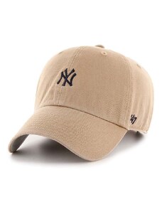 Bavlnená šiltovka 47brand MLB New York Yankees béžová farba, s nášivkou