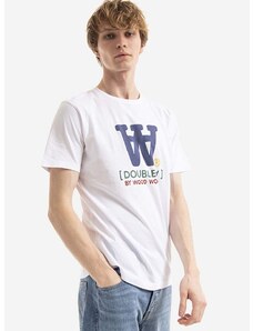 Bavlnené tričko Wood Wood Ace Typo T-shirt 10285700.2222-WHITE, biela farba, s potlačou