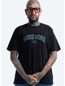 Bavlnené tričko Wood Wood Bobby IVY T-shirt 12135703.2489-GREYMEL, čierna farba, s potlačou
