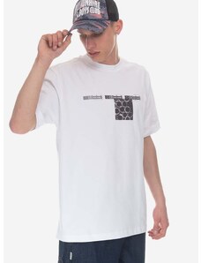 Wood Wood Bavlnené tričko Wood Haider Texture T-shirt 12245706-2106 ANTHRACITE biela farba, s potlačou