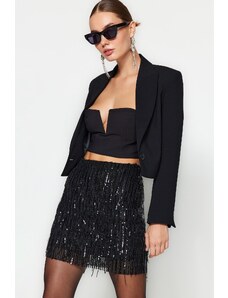 Trendyol Black Fitted Shine Sequin Skirt Skirt