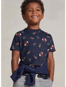 Detské bavlnené tričko Polo Ralph Lauren tmavomodrá farba, vzorovaný