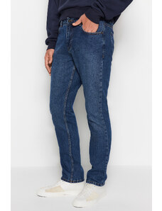 Trendyol Collection Tmavomodré džínsové nohavice rovného strihu