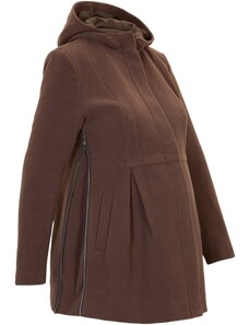 bonprix Tehotenský kabát s kapucňou, regulovateľný v šírke, farba hnedá, rozm. 36