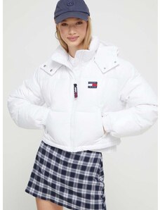 Páperová bunda Tommy Jeans dámska,biela farba,zimná,DW0DW16572